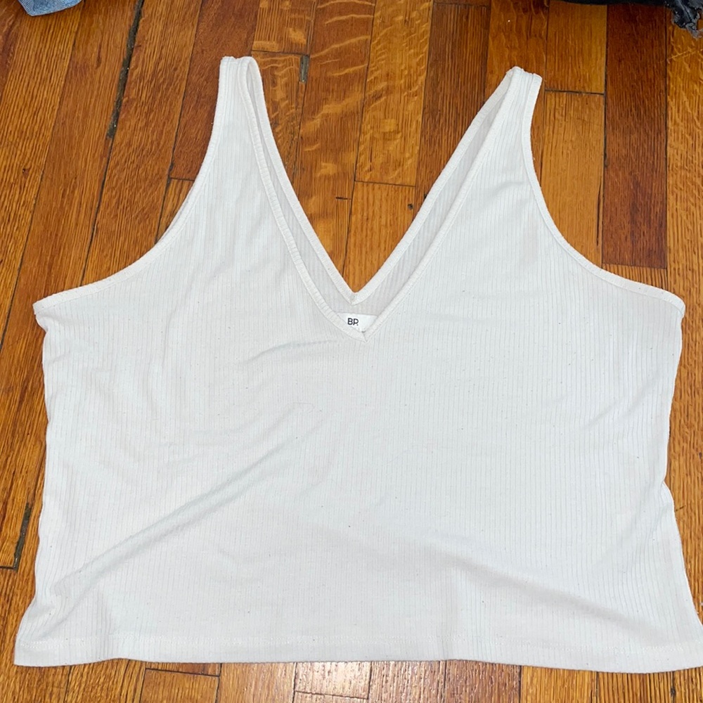 BP white ribbed v neck tank